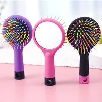 rainbow volume anti static curl straight massage comb hair brush hair care styling tools with mirror