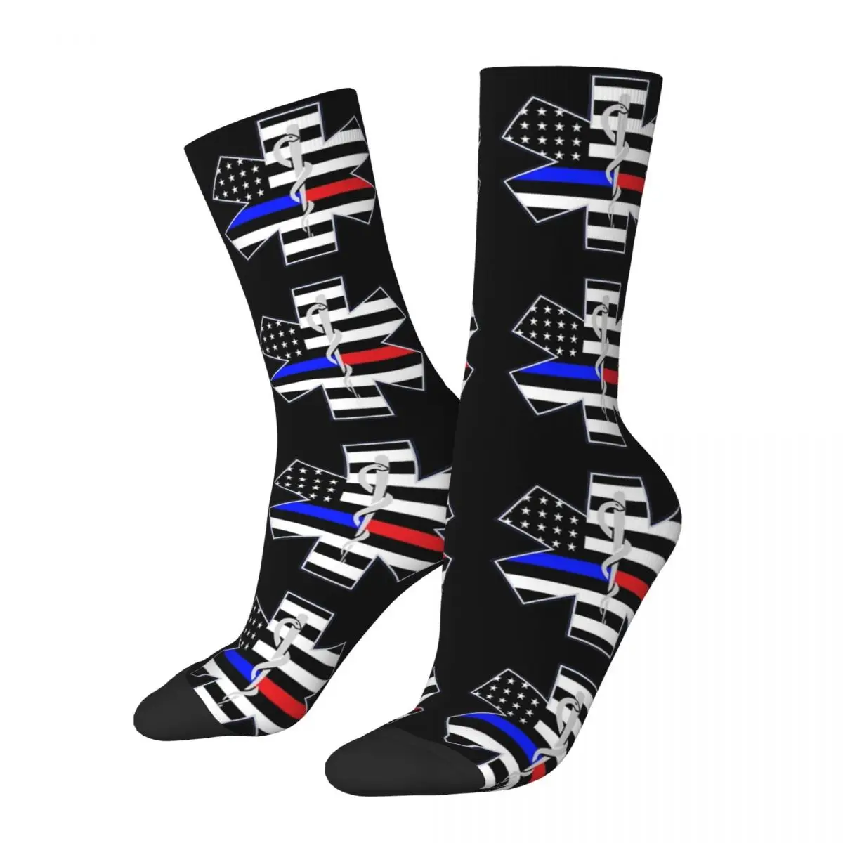 

Women EMS Logo Socks Warm Fashion Star of Life Socks Harajuku Merch Middle TubeSocks Birthday Present
