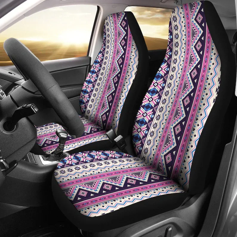 

Pink Purple Ethnic Aztec Boho Chic Bohemian Pattern Car Seat Covers Pair, 2 Front Seat Covers, Car Seat Protector, Car Accessori