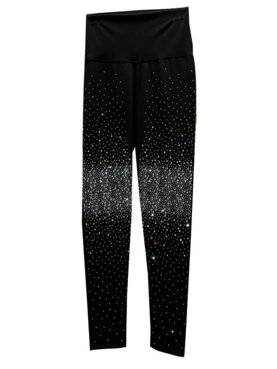 2022 Fall Winter New Gradient Rhinestone Shiny Bling Stretch Slim Fit Leggings Women High Waist Yoga Fitness Leggings Outer Wear
