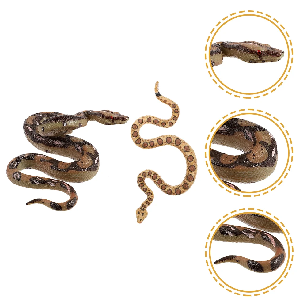 

2 Pcs Artificial Snake Prank Toy Toys Kids Teaching Prop Kidcraft Playset Fake Rattlesnake Simulation Lifelike