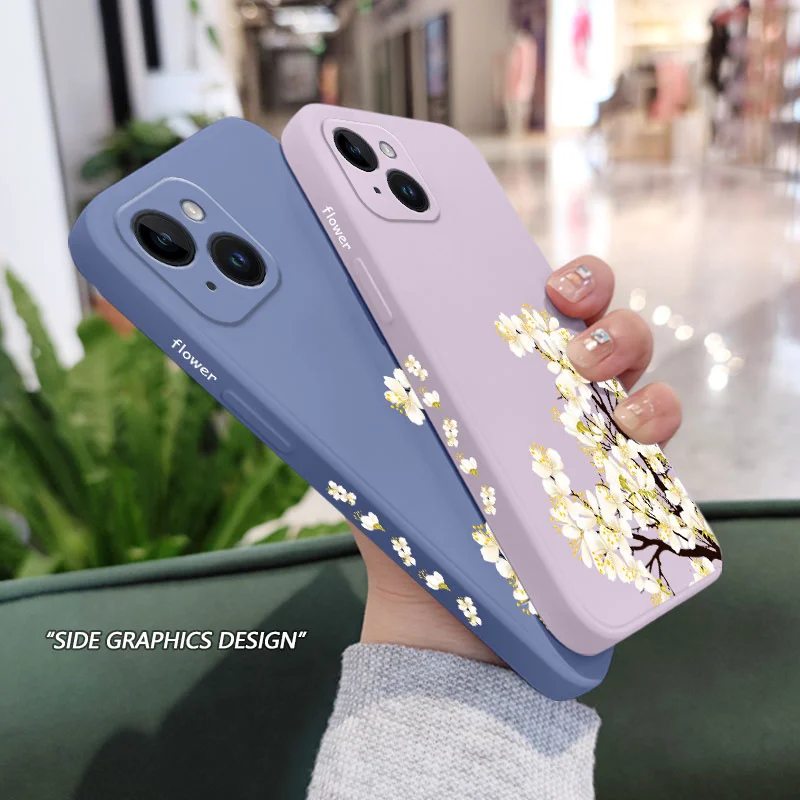 Чехол для телефона с цветами iPhone силиконовый чехол 16 15 14 13 12 11 X XS SE2 SE2020 8 7 6 6S Plus Pro Max