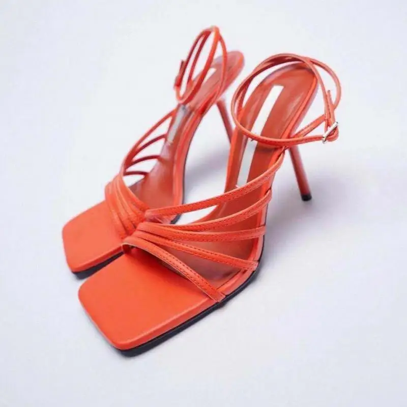 

2022 Summer Women's Stiletto Fashion Open Toe Beach Sandals Multicolor Sandals Ladies Buckle Plus Size Sandals