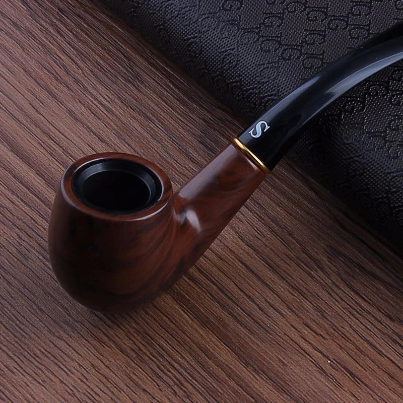 Resin Wooden Tobacco Pipe Retro Classic Bending Smoking Chimney Filter Pipe Potable Handheld Cigarette Accessories Men's Gifts
