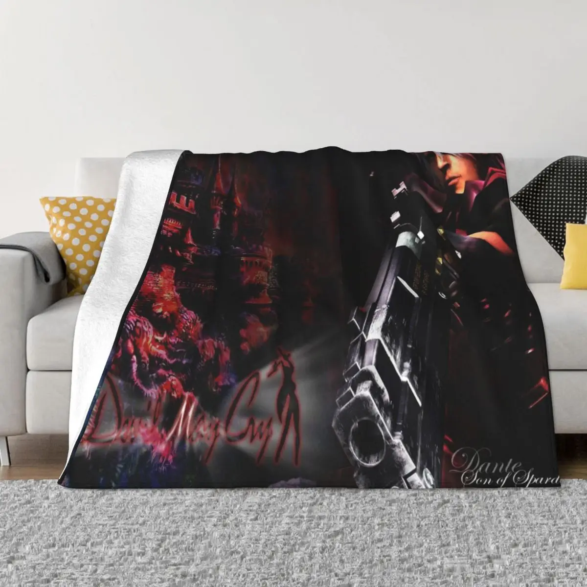 D-Devil May Cry DMC Game Blanket Fleece All Season Cartoon Wielofunkcyjny ciepły koc do rzucania na pościel Narzuty biurowe