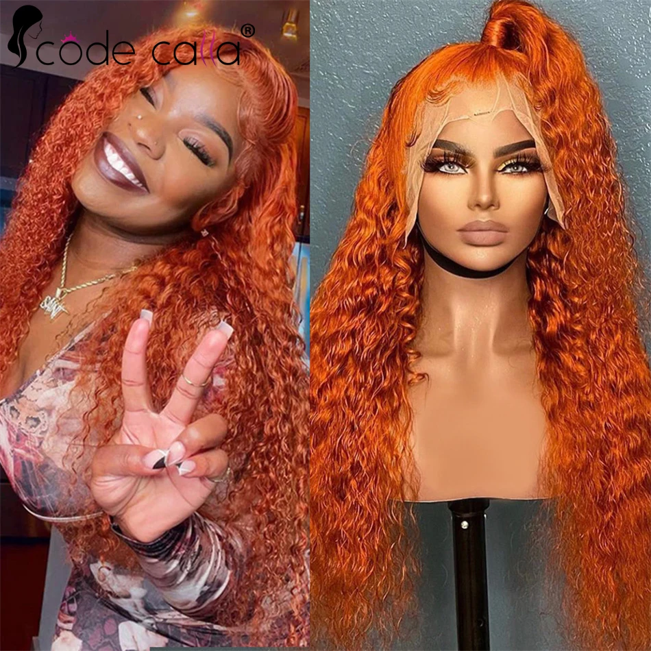 Orange Ginger Lace Front Wig Human Hair Brazilian Remy 13×4 HD Curly Lace Front Wig For Women Orange human hair wig sale