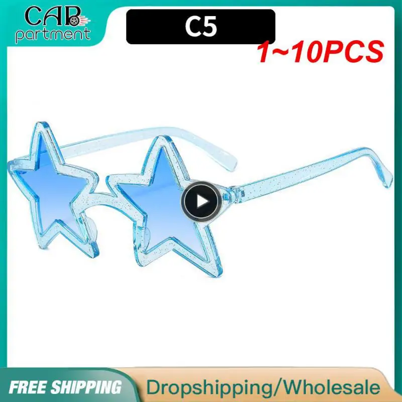 

1~10PCS Unique Star Shape Sunglasses Shining Sun Glasses Vintage Pentagram Sunglasses For Women Outddor Summer Beach Eyewear