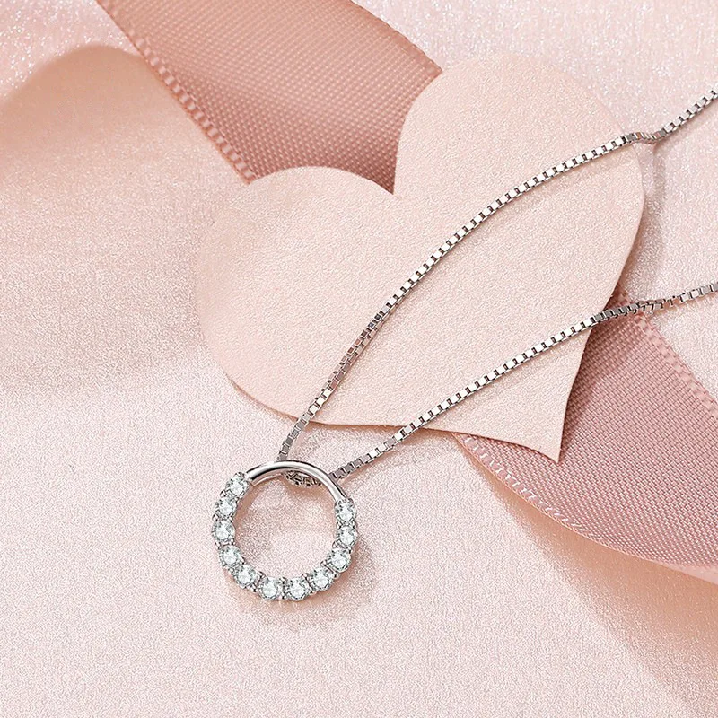 

Real 925 Sterling Silver 45cm Necklace 1 Carat Diamond Pendant Females Women Fine Collares Mujer Natural Diamond Pendants