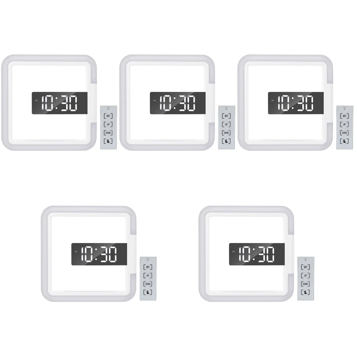 

5pcs Digital Wall Hanging Clock Creative Wall Clock Chic Temperature Gauge LED Clock