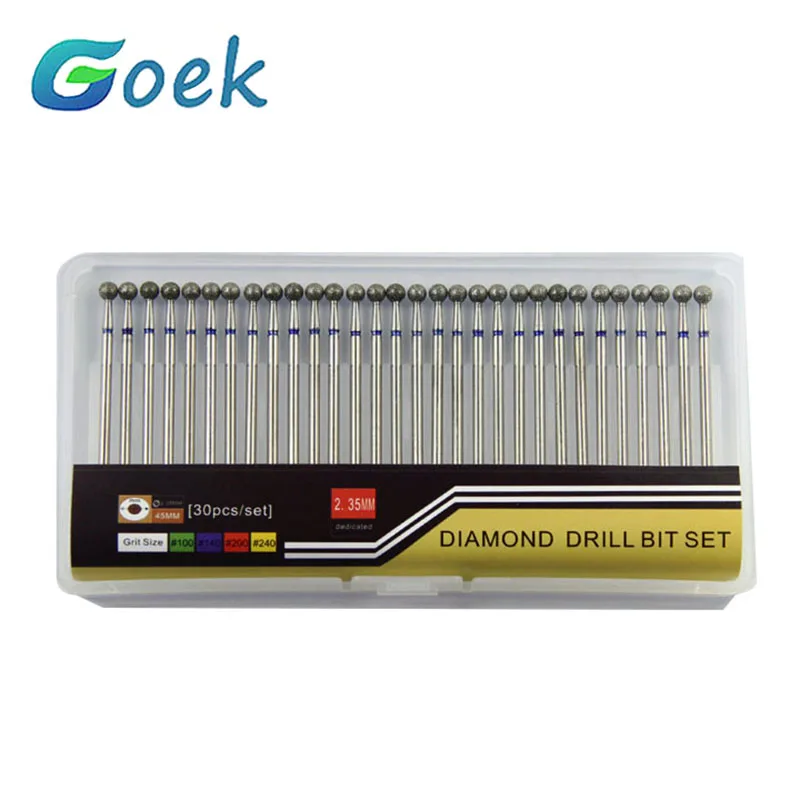 

30pcs/box Dental Diamond Drill Bit Round Bur for Lab HP Electroplated Medium Blue Grind Zirconia Sharp Durable Dentistry Tool