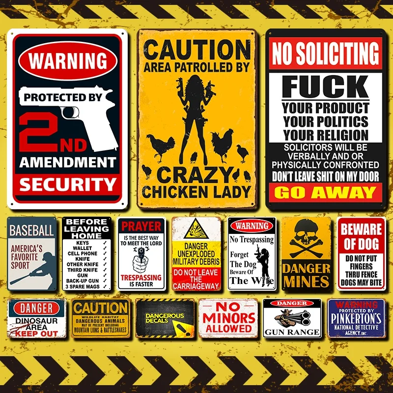 

Vintage Caution Crazy Chicken Lady Tin Sign Retro Metal Plaque for Cafe Pub House Outdoor Courtyard Restaurant Wall Decor 8 x 12