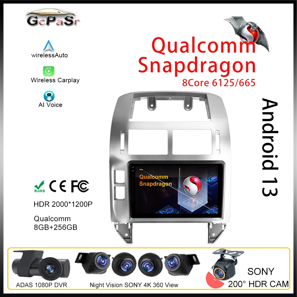 

Автомобильный Dvd-плеер Qualcomm Android для Volkswagen Polo Mk4 IV 4 2001-2009, автомобильное радио, стерео головное устройство, мультимедийный BT HDR QLED CPU No 2din