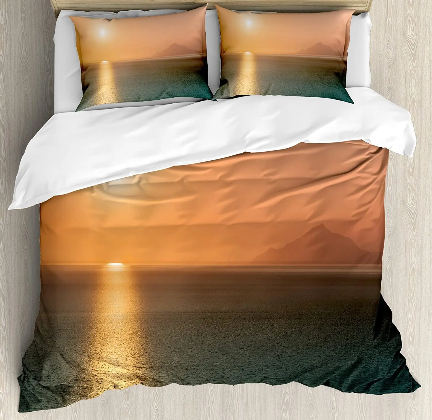 

Burnt Orange 3pcs Bedding Set Sunrise over Ocean Magical Burnt H Duvet Cover Set Bed Set Quilt Cover Pillow Case Comforter Cover