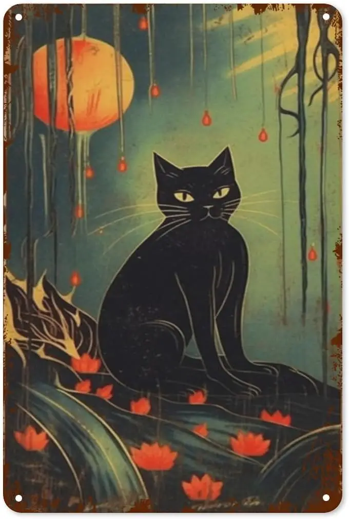 Ретро Spooky Blck Ct Metl Tn Sgn Vntge Hlloween Wll Декор для дома спальни кафе Brs Pubs Club Ktchen Grge Decorto