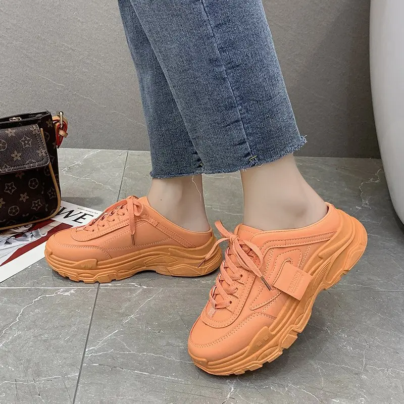 Women's Slippers SandalS Botou Mueller Shoes Summer New Thick Soles Fashion Leather Instagram Pop Shoes Flip Flops Women Sneaker