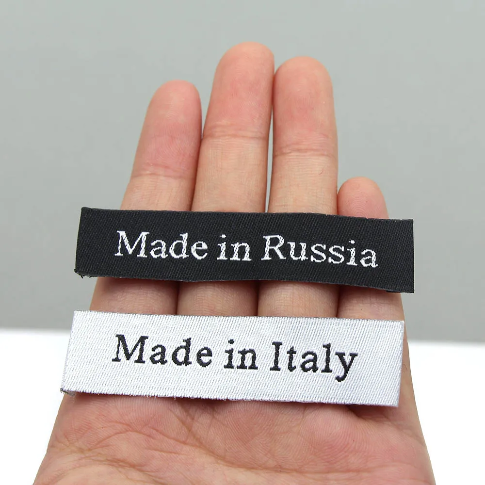 Этикетки для одежды ручной работы 50 шт. Сделано в Италии/Франции/России черные и