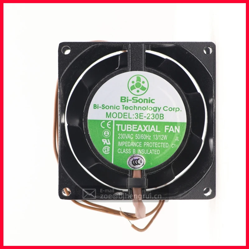 

Bi-sonic 3E-230B 230V AC 15W 0.085A 8038 80X80X38mm 8cm 3100RPM 32CFM ball bearing cabinet axial cooling fan