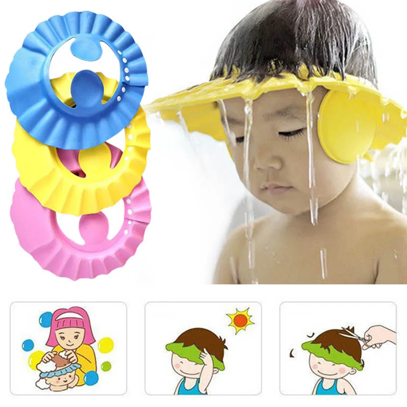 

Safe Shampoo Shower Bathing Bath Protect Soft Cap Hat For Baby Wash Hair Shield Bebes Children Bathing Shower Cap Hat Kids