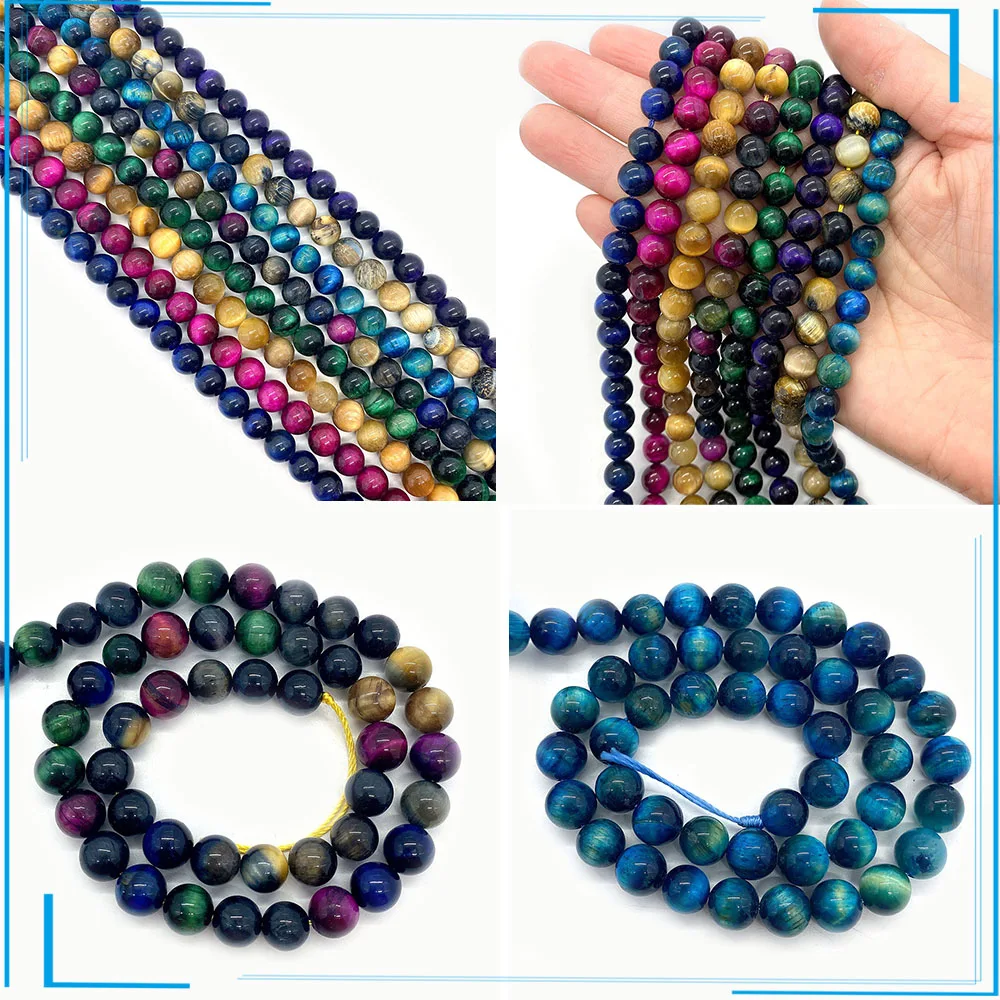 

6/8/10mmNatural Stone Beads Colorful Tiger Eye Jewelry Beads Fashion Round High Quality Spacer Beads Jewelry Making DIY Bracelet
