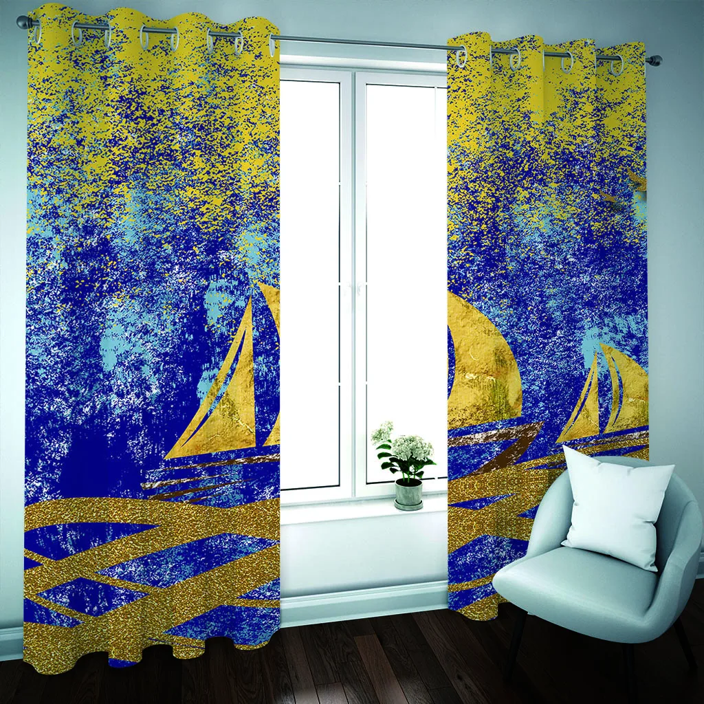 Индивидуальные шторы для спальни скандинавские абстрактные парусные лодки