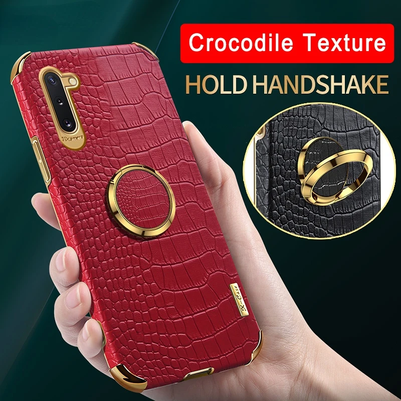 

For Samsung Note10 Phone Case Crocodile Pattern Leather Ring Cover For Samsung Galaxy Note 20 Ultra 9 8 10 Note9 Note20 Cases