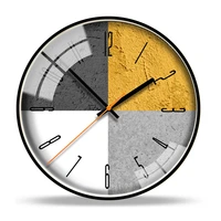 cement grey and yellow wall clock luxury creative industrial style clock personalized quartz clocks insert round wallclock zegar