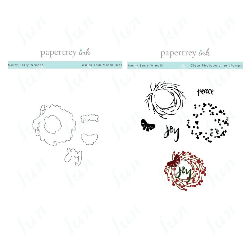 

Scrapbooking Decoration Merry Berry Wreath Stamps and Metal Cutting Dies Sets Craft Supplies Greeting Card Making Template