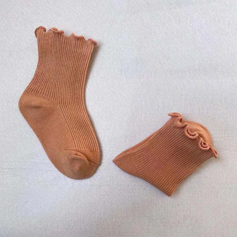Носки для новорожденных с оборками однотонные носки до щиколотки милые