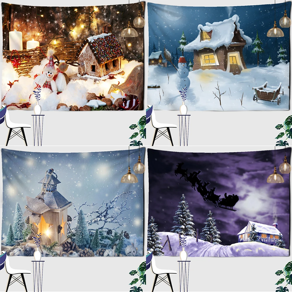 

Рождественский олень, праздничный гобелен, милый подарок, снеговик, настенная подвеска, мультяшная фотография, Декор для дома