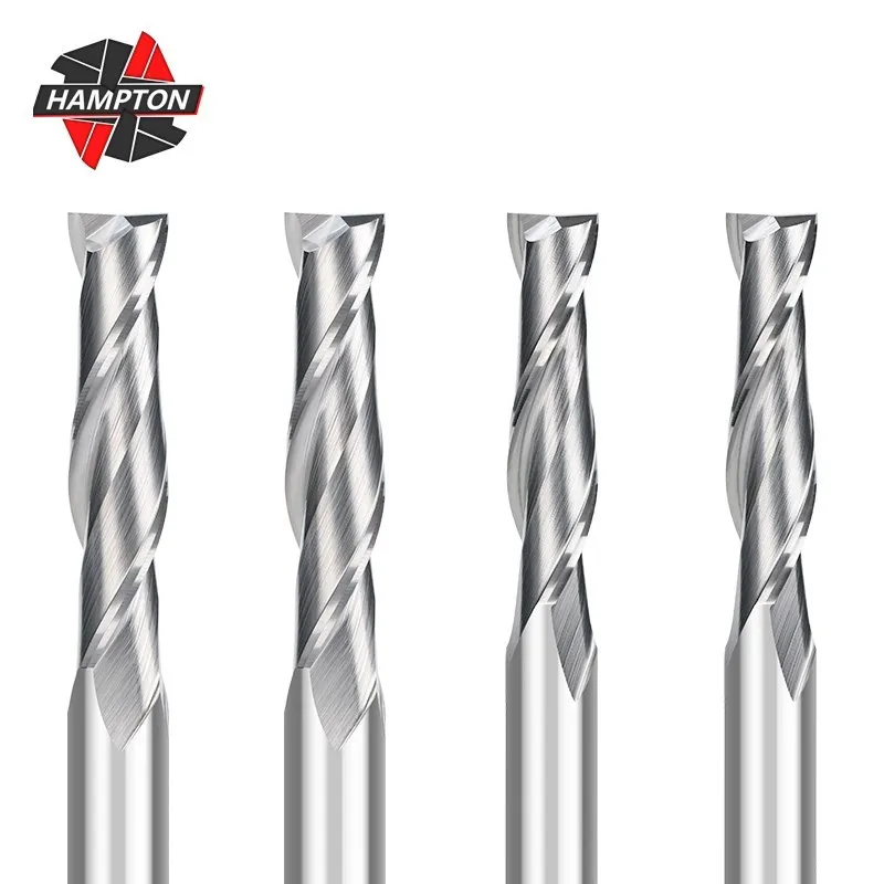 

HAMPTON 2 Flutes Milling Cutter Carbide CNC End Mill For Woodworking Flat Mill Spiral Router Bit 1/4 Shank