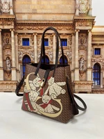 2022 ch chhc new womens portable shoulder bag large capacity bucket shaped metal zipper buckle decorative bear pattern