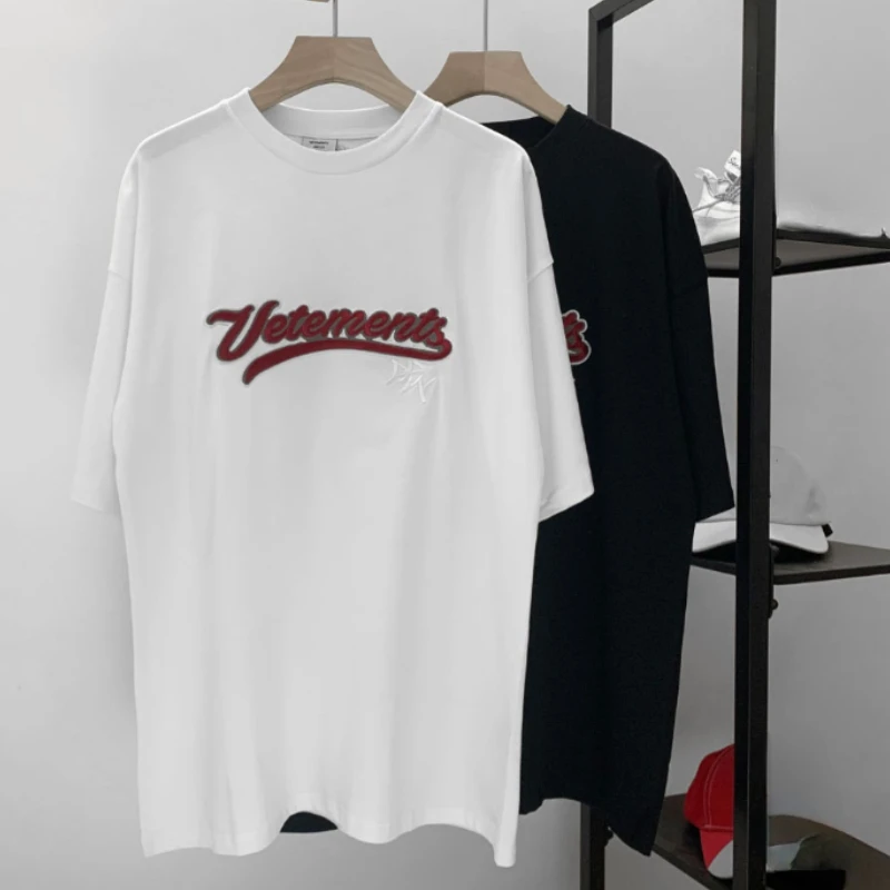 

VETEMENTS Oversize T-shirt 100% Cotton Embroidery Logo Top Tee
