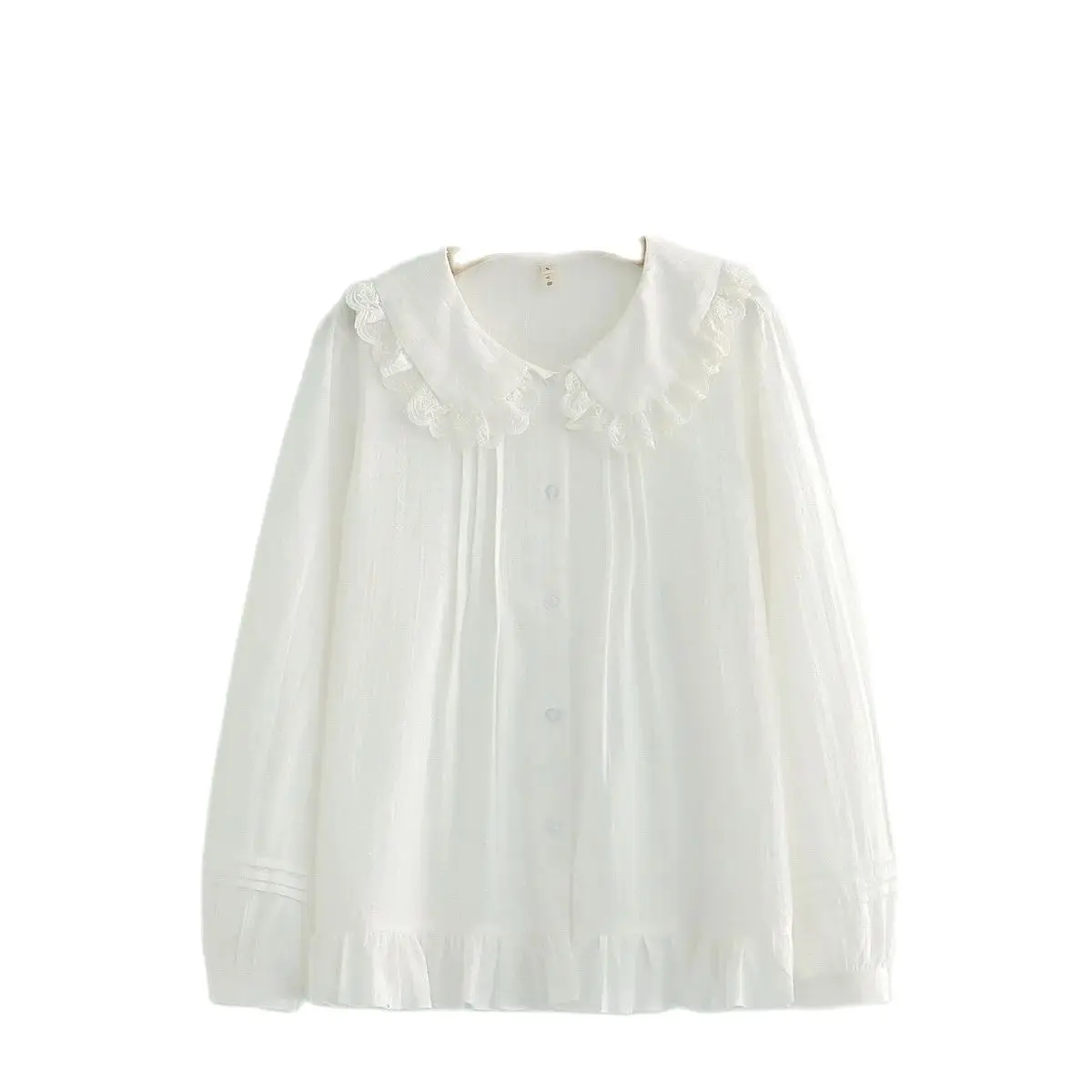 Новинка Весенняя хлопковая кружевная рубашка для женщин топы с круглым