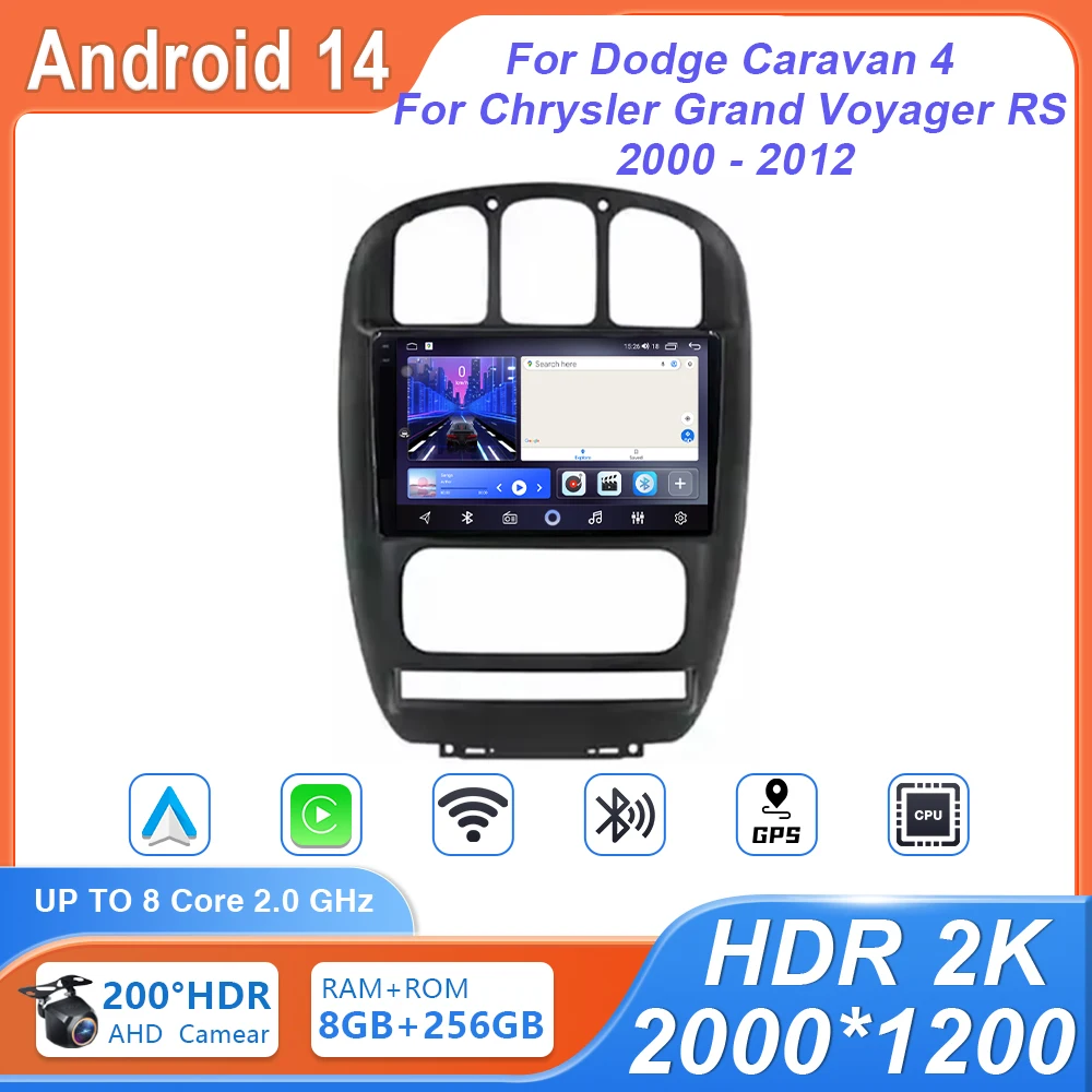 Для Dodge Caravan 4 Chrysler Voyager RG RS Town 2000-2007 Android 14 Автомобильный радиоприемник