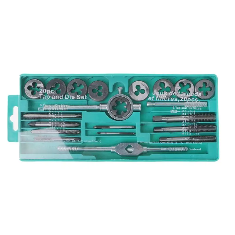 

20 Pcs Tap Die Set Metric Hand Threading Tool Screw Thread