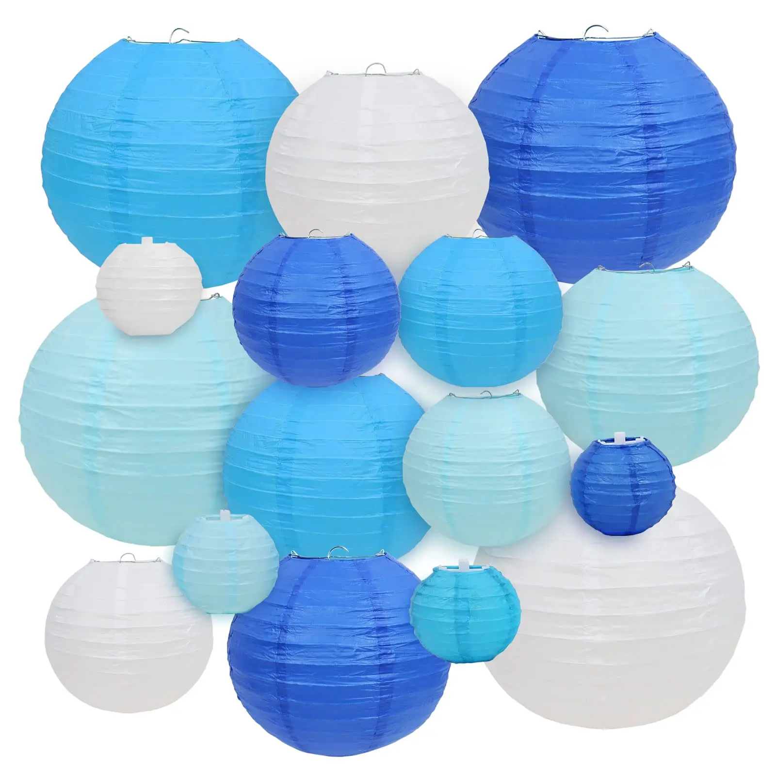 

24pcs/lot 4''-10'' Mix Size Chinese Paper Ball Lampion Hanging Colorful Wedding Decoration Paper Lanterns Lampshade Party Decor