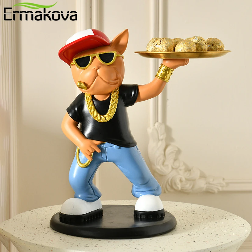 

ERMAKOVA Creativ Bulldog Figurine Dog Statue Storage Box Animal Ornament Resin Craft Art Sculpture Figurine Home Puppy Sculpture