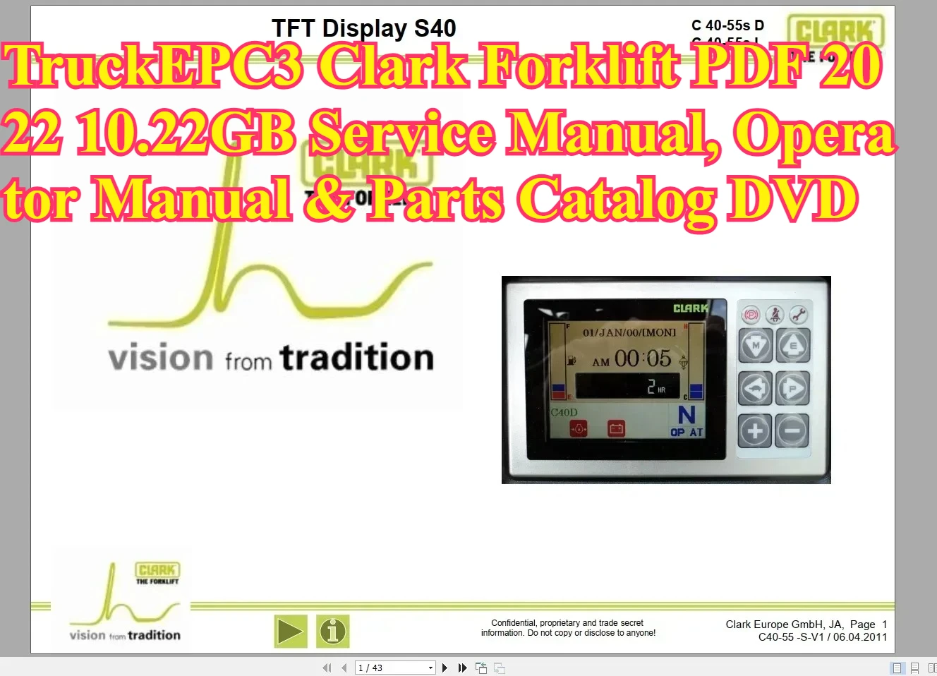 Фото TruckEPC3 Clark Forklift PDF 2022 10.22GB: Руководство по обслуживанию, инструкция для оператора и каталог запчастей на DVD №2