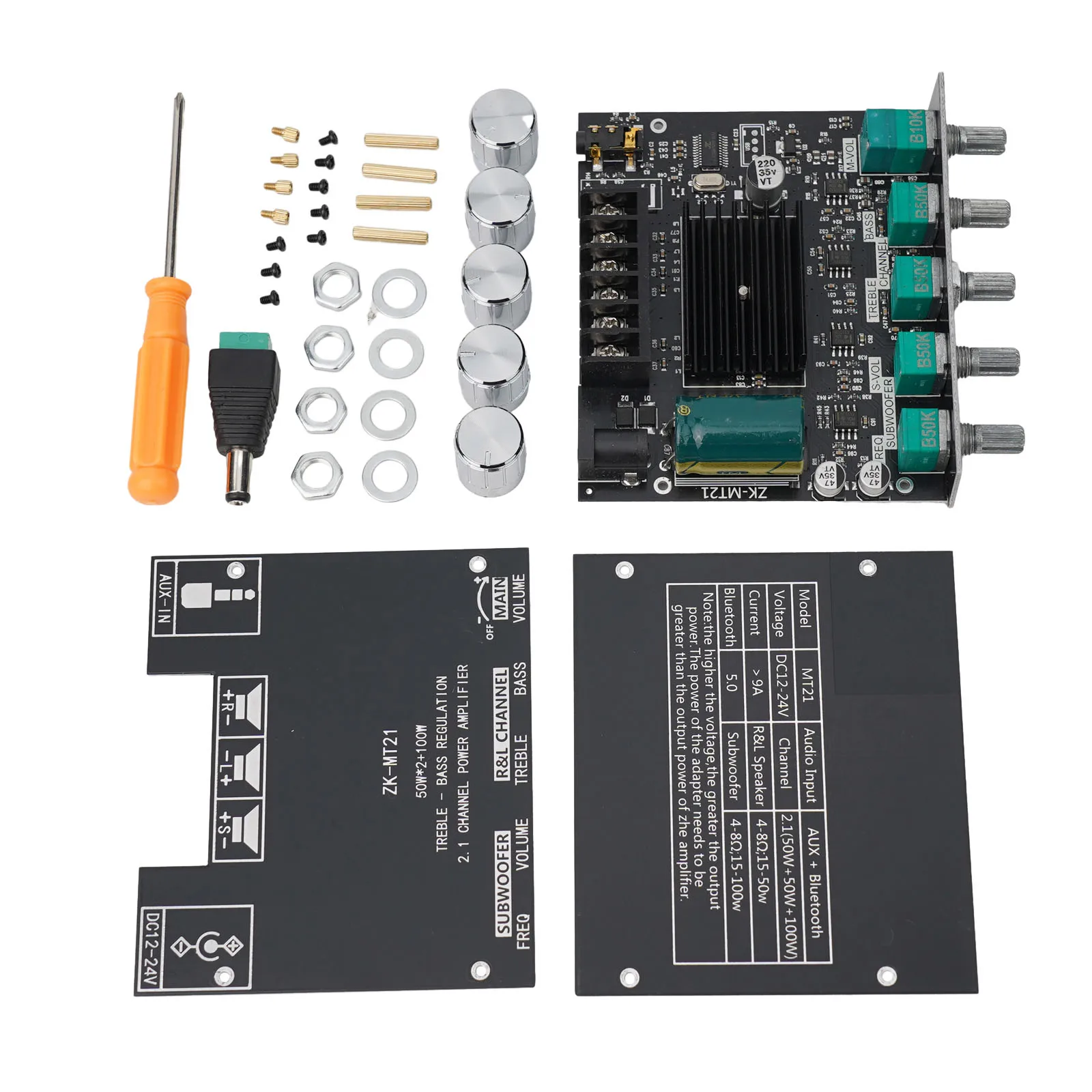ZK-MT21 AUX-совместимая плата усилителя мощности 2 1-канальный модуль для DIY Bluetooth