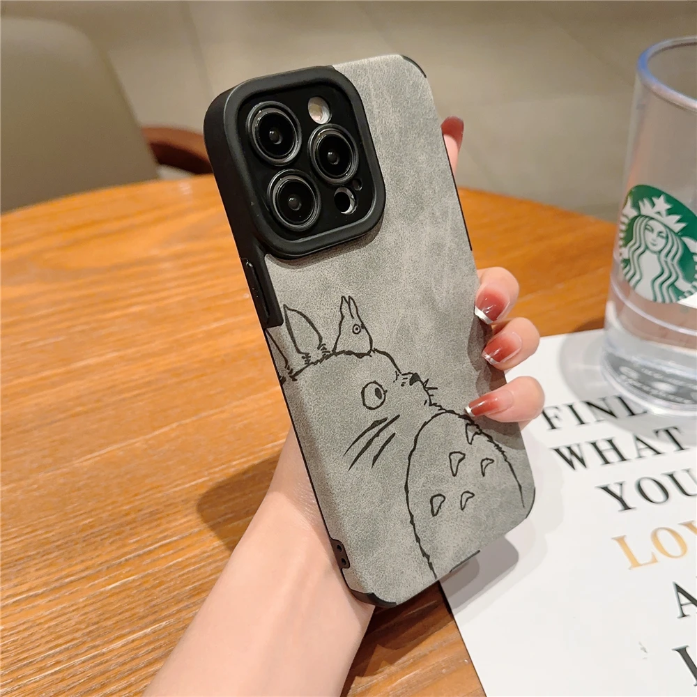 

Totoro MY NEIGHBOUR To Japan Anime Phone Case for iPhone 11 12 13 Pro Max 14 Plus X XS XR 7 8 Plus SE 2020 Lambskin Funda Back