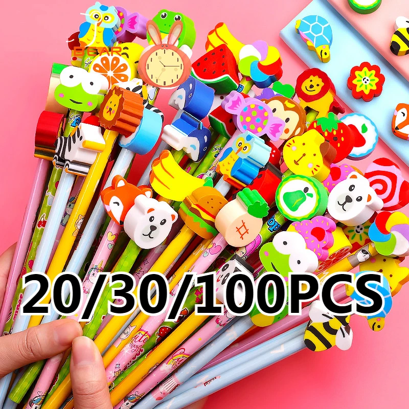 With Eraser Pencil Children Study Pencil Students Kids Wooden Pencil Writing Stationery