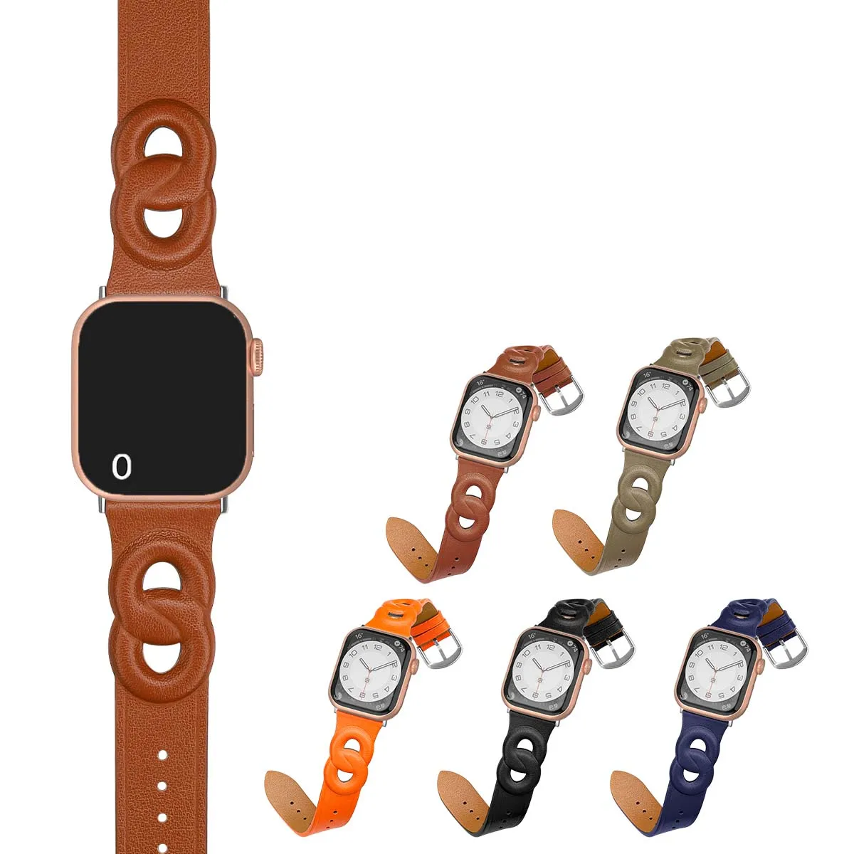 

Double Loop for Apple Watch Band Se 7 45mm 42mm 44mm 40mm Genuine Leather Smart Bracelets Watchband for IWatch Band Series 7 6 5