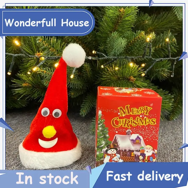 

Рождественская шапка электрическая плюшевая игрушка детский подарок петь качели музыка рождественские шапки рождественские настольные украшения 2022 с новым годом и Рождеством