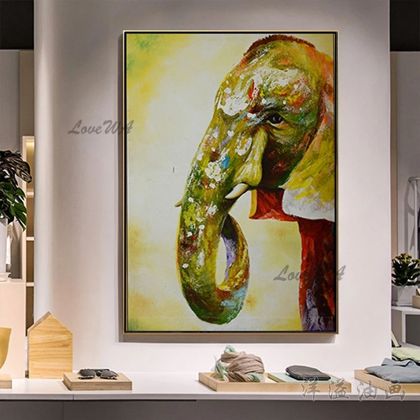 

High Quality Hand-painted Elephant Animal Oil Painting Home Decoration Piece Custom Artwork Wall Pictures Canvas Frameless
