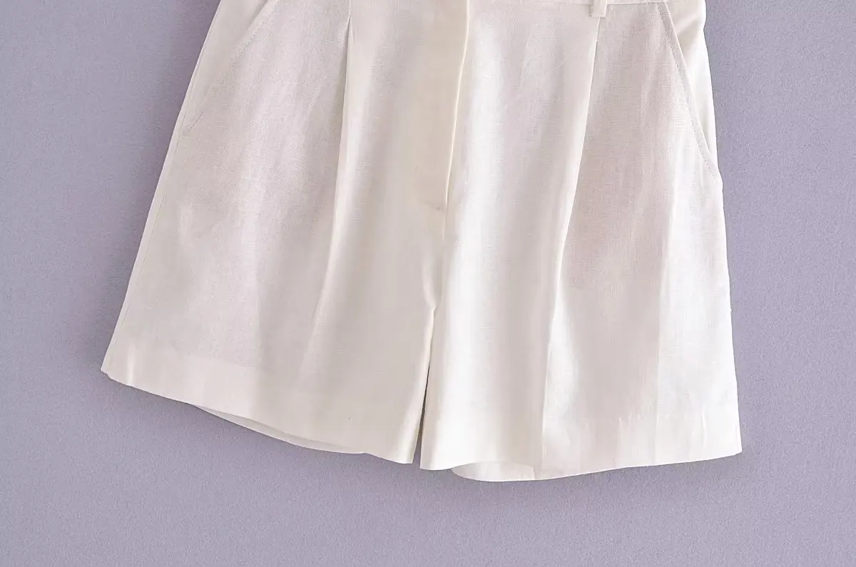 Jenny&Dave Solid Color Casual Commuter Shorts Women French Country Style Retro Loose Bermuda Shorts