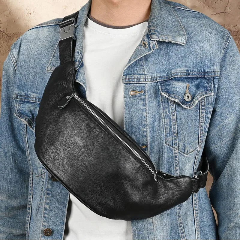 

Pouch Waist Phone Pouch Packs Belt Leather Bag Leather Bag Fanny Bag Chest Black Male Pack Travel Mini Genuine Crossbody For Men