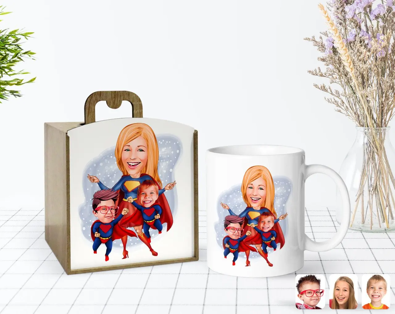 

Сделанный на заказ в деревянной коробке День матери тематические супер футболка для мам и детей с карикатурой белая кружка Bardak-1