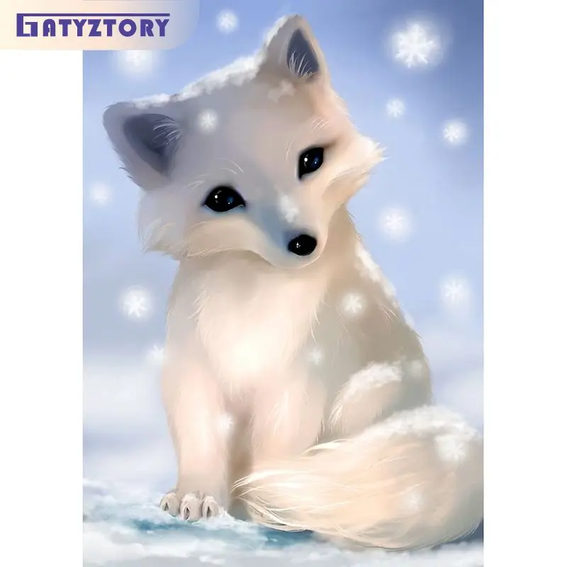

GATYZTORY Diamond Painting Fox Cross Stitch Mosaic Diamond Embroidery Animal Rhinestone Pictures Home Decoration