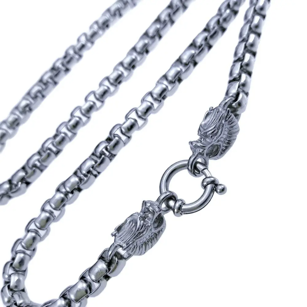 

20~36 inch length stainless steel men women "Chinese LONG" round button necklace chain