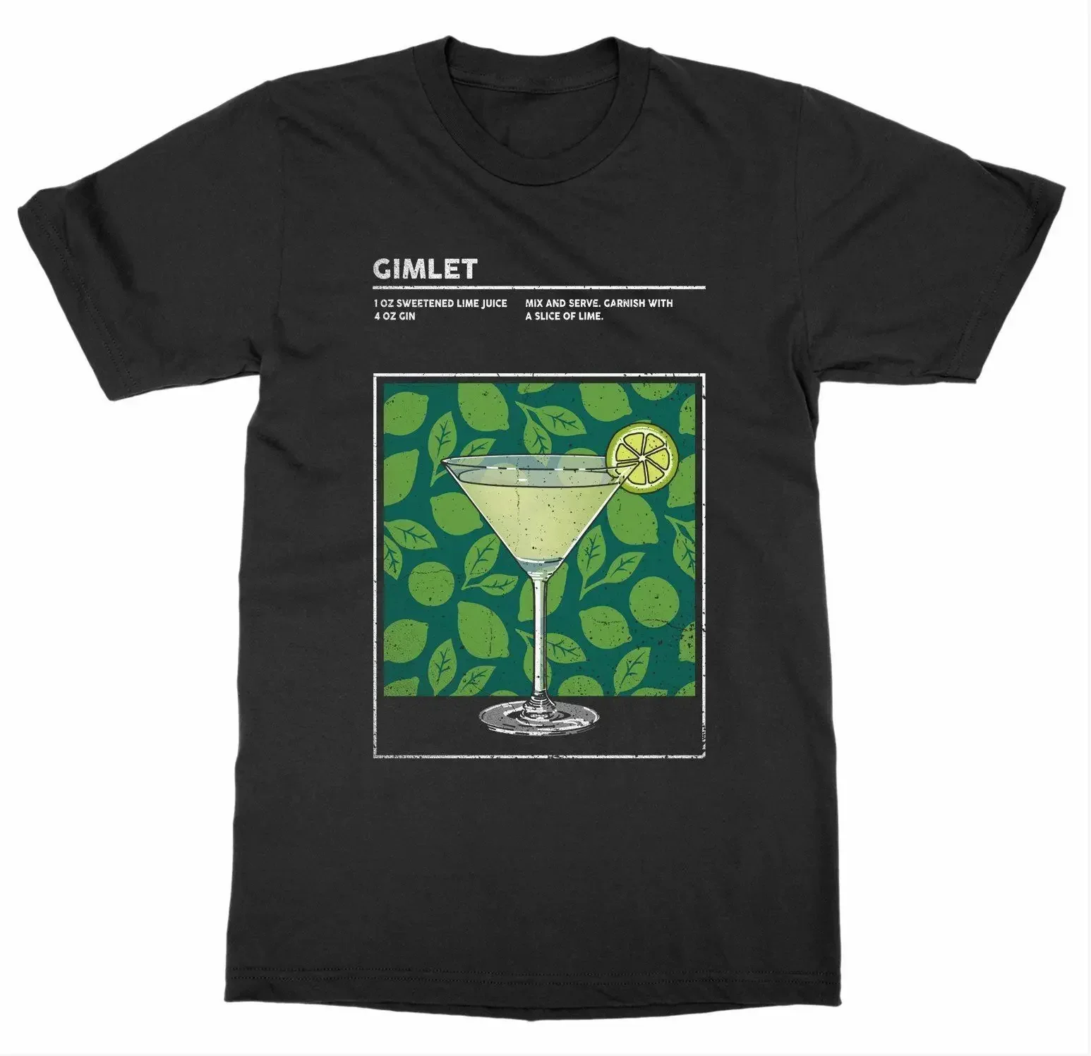 Фото Футболка Gimlet с изображением коктейля, алкоголя, бармена, напитков, Happy Hour, 2019, модная футболка унисекс №1